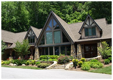 Mountain house with large windows